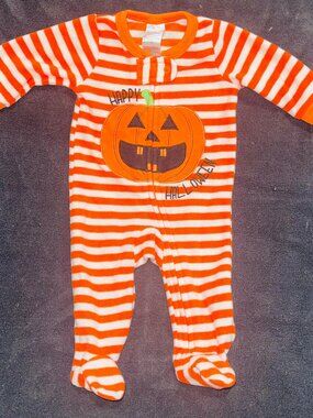 Baby Halloween Fall Sleeper 0-3 month Footed Used Infant Baby Pumpkin Fleece